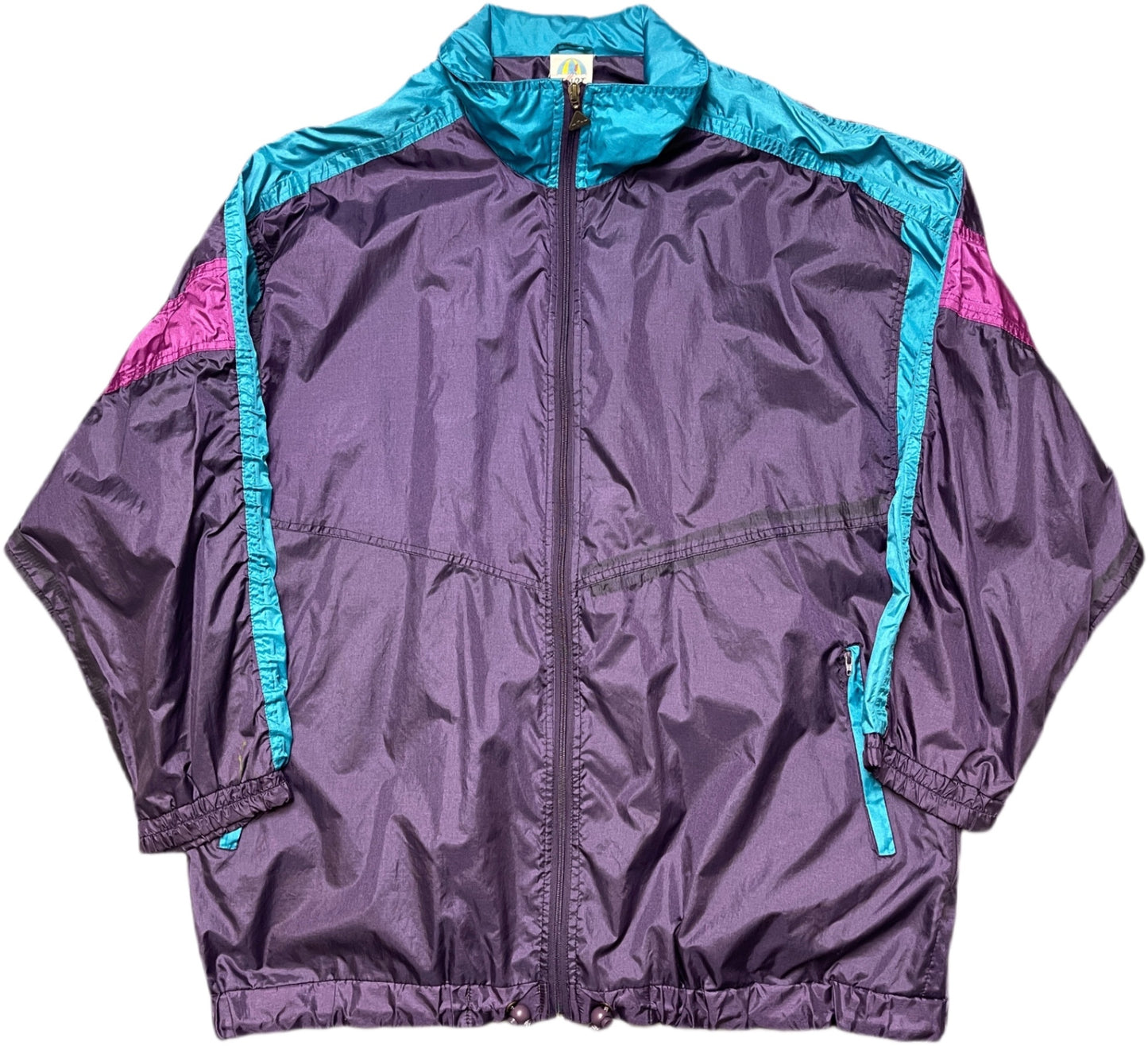 Vintage Tart Regenjacke Lila mit blauen und pinken Akzenten Nylon L