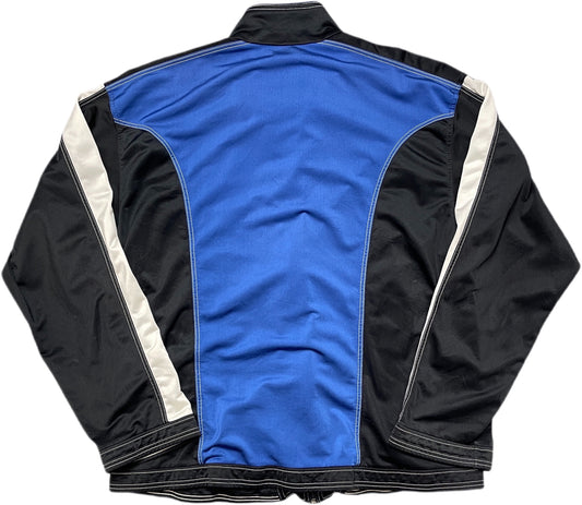 Vintage Puma Trainingsjacke Blau, Schwarz und Weiß Synthetik L