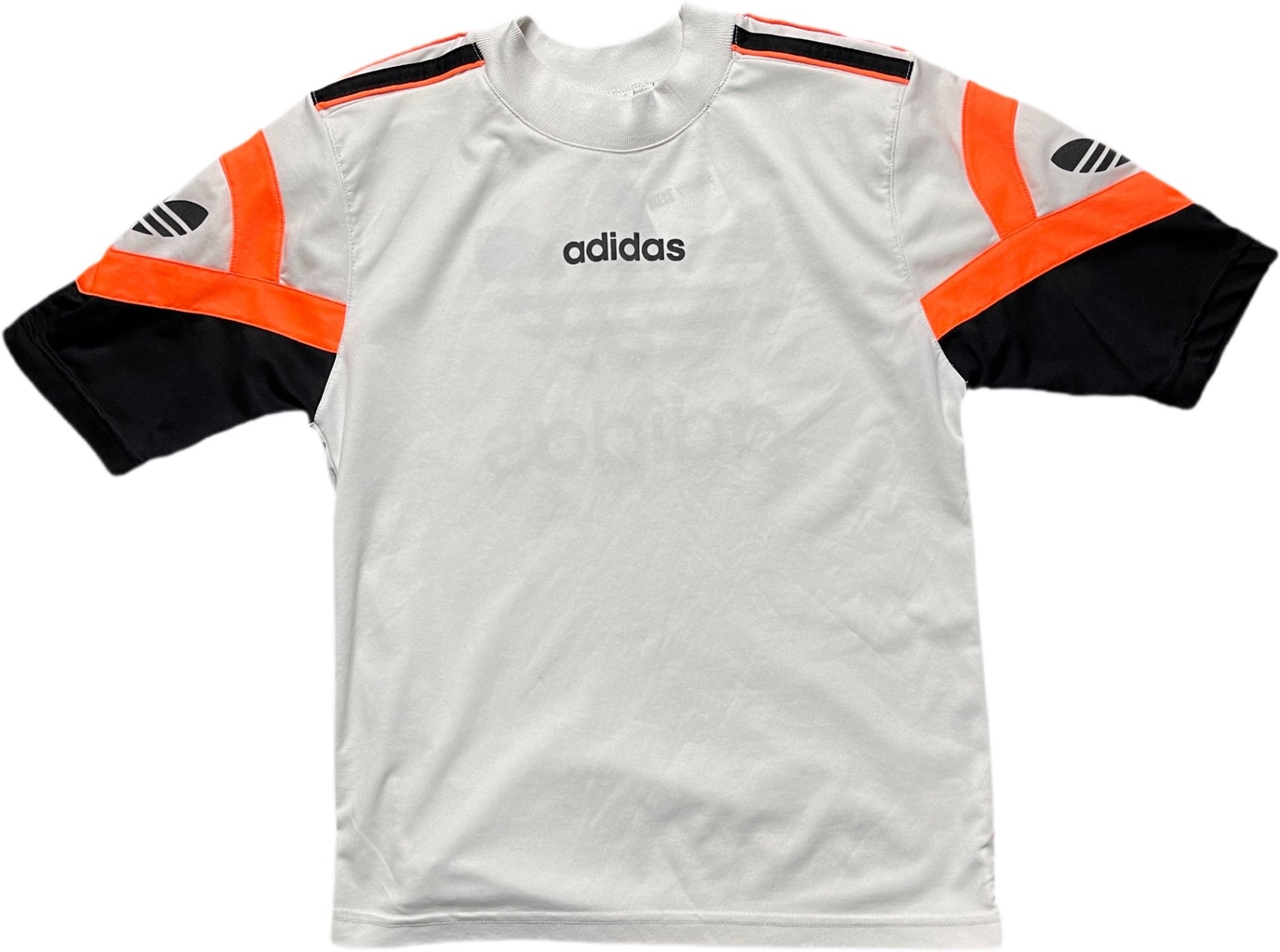 Vintage Adidas Trikot Weiß mit Schwarz und Orange 90s XS (Kindergröße S)