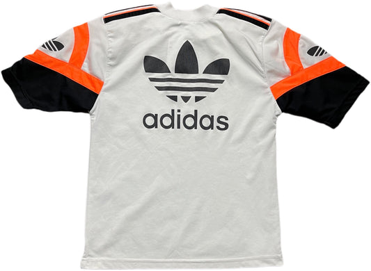 Vintage Adidas Trikot Weiß mit Schwarz und Orange 90s XS (Kindergröße S)