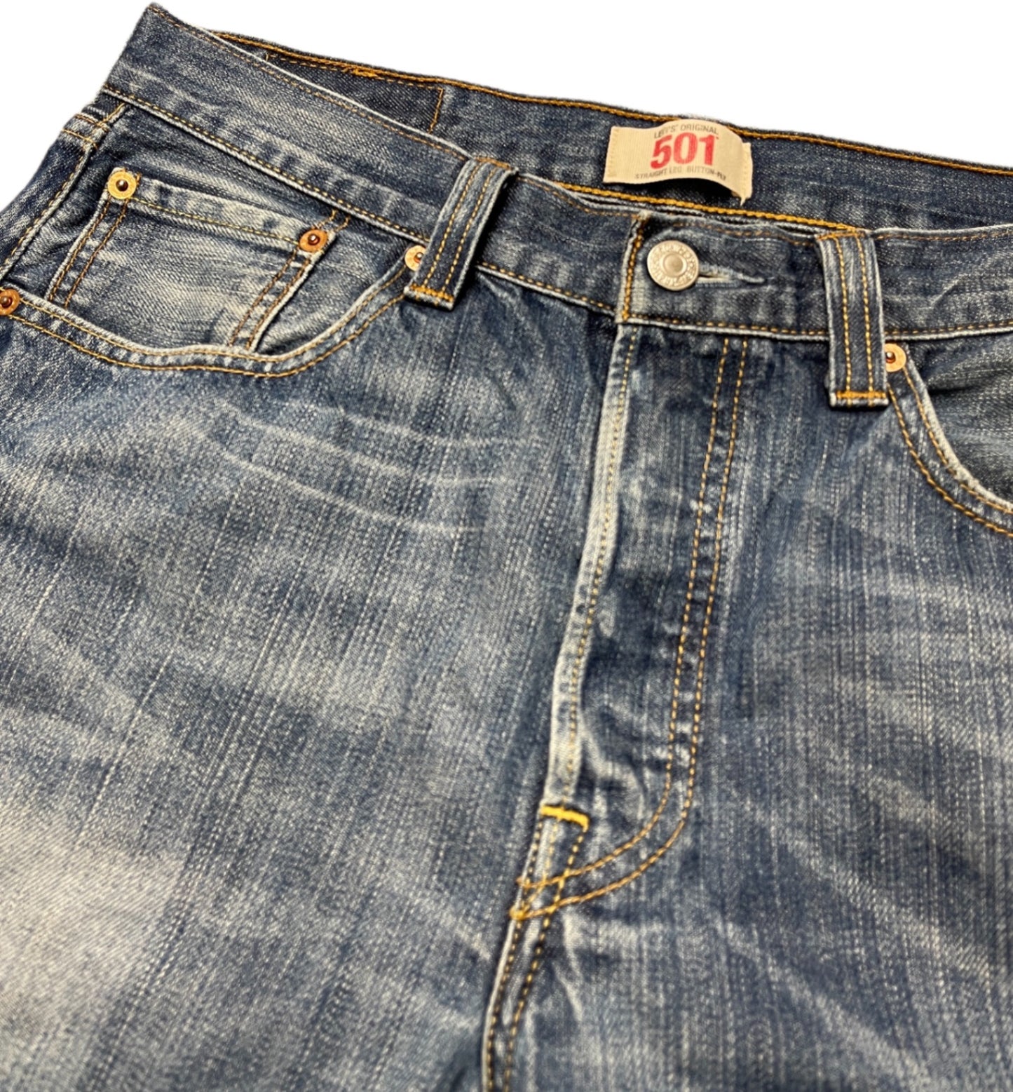 Y2K Levi's 501Straight Leg Button Fly Jeanshose Blau Baumwolle M