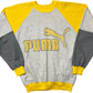 Vintage Puma Sweatshirt Gelb und Grau Baumwollmix 90s L