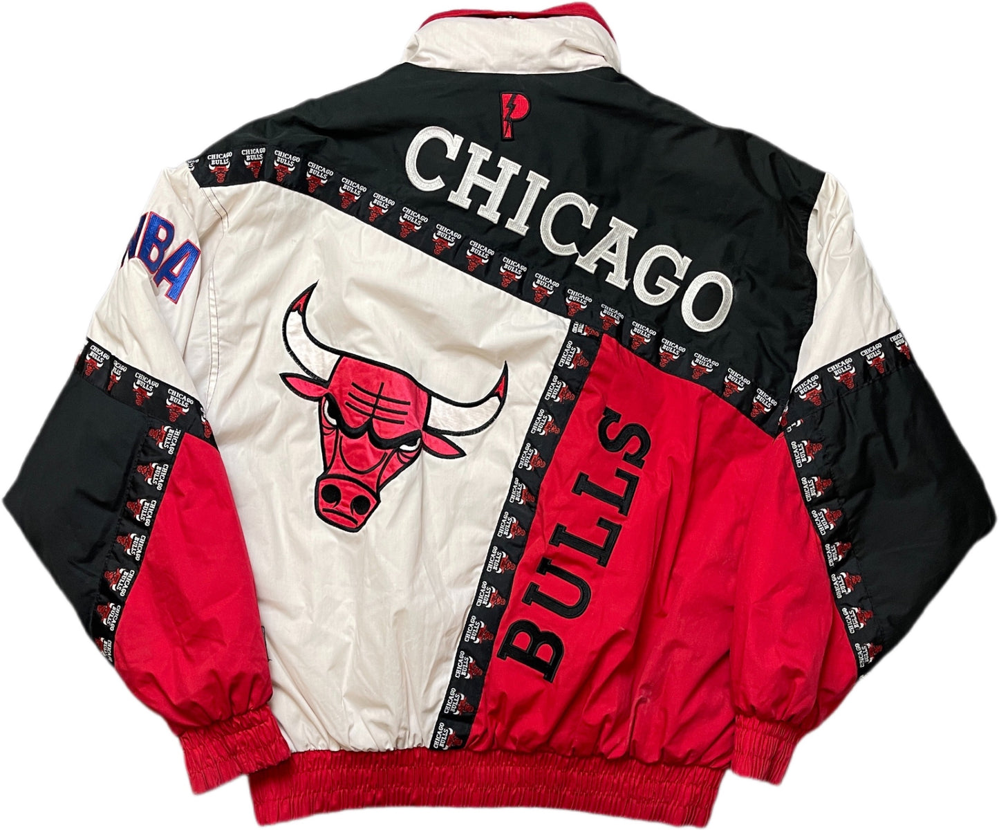 Vintage Pro Player Chicago Bulls Jacke Rot Polyester und Baumwolle XL