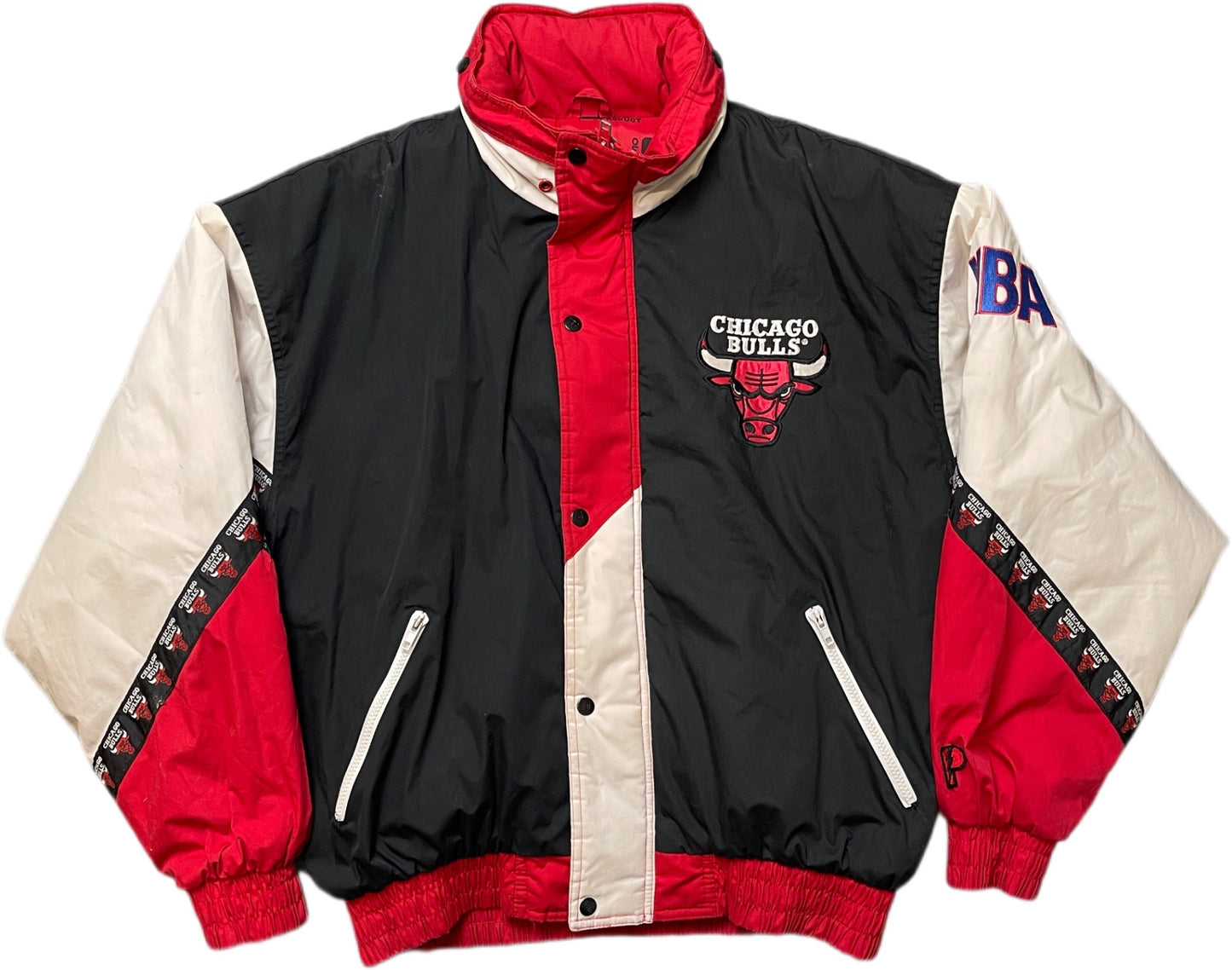 Vintage Pro Player Chicago Bulls Jacke Rot Polyester und Baumwolle XL