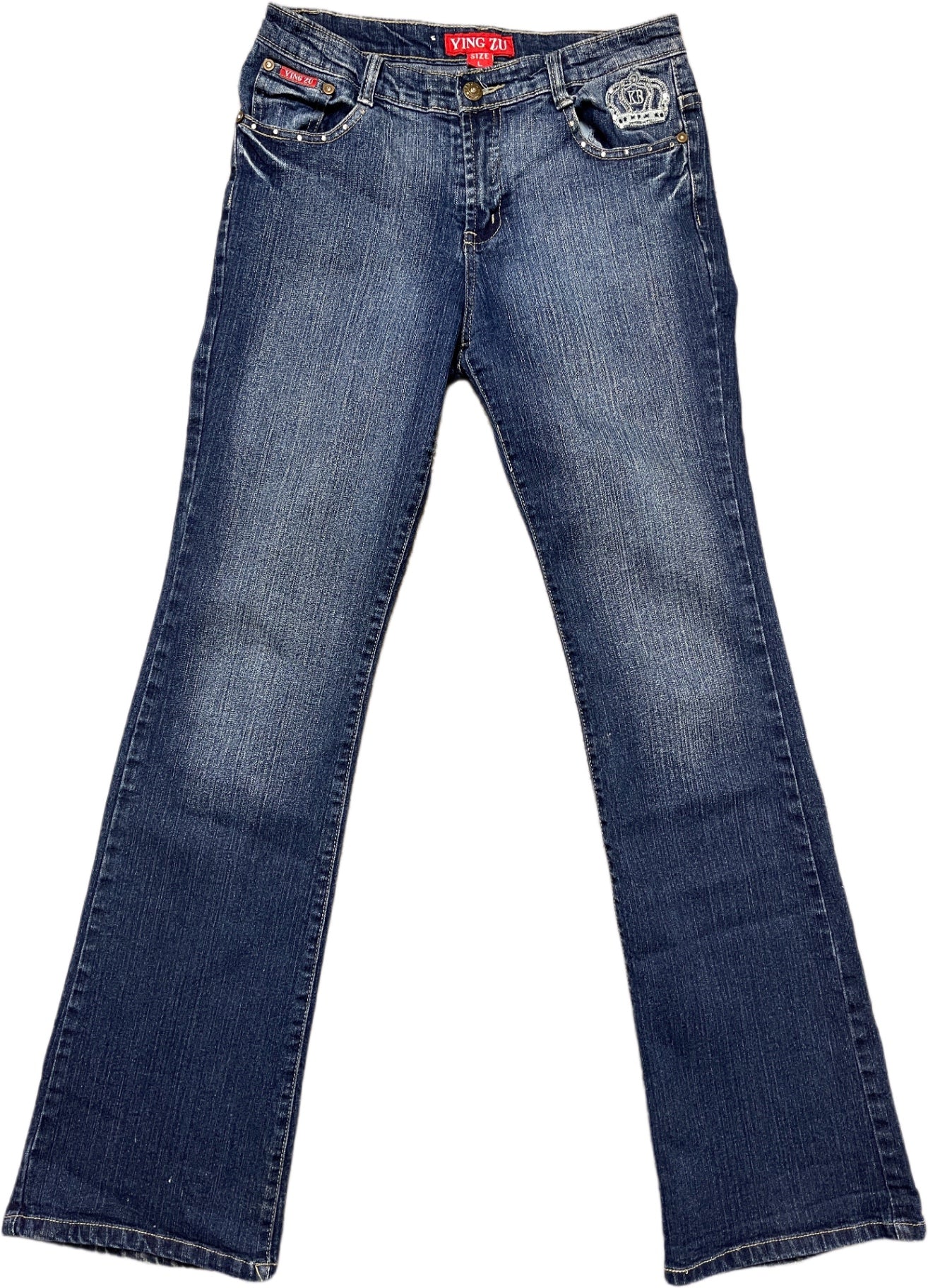 Y2K Ying Zu Bootcut Jeanshose Blau Baumwollmix L