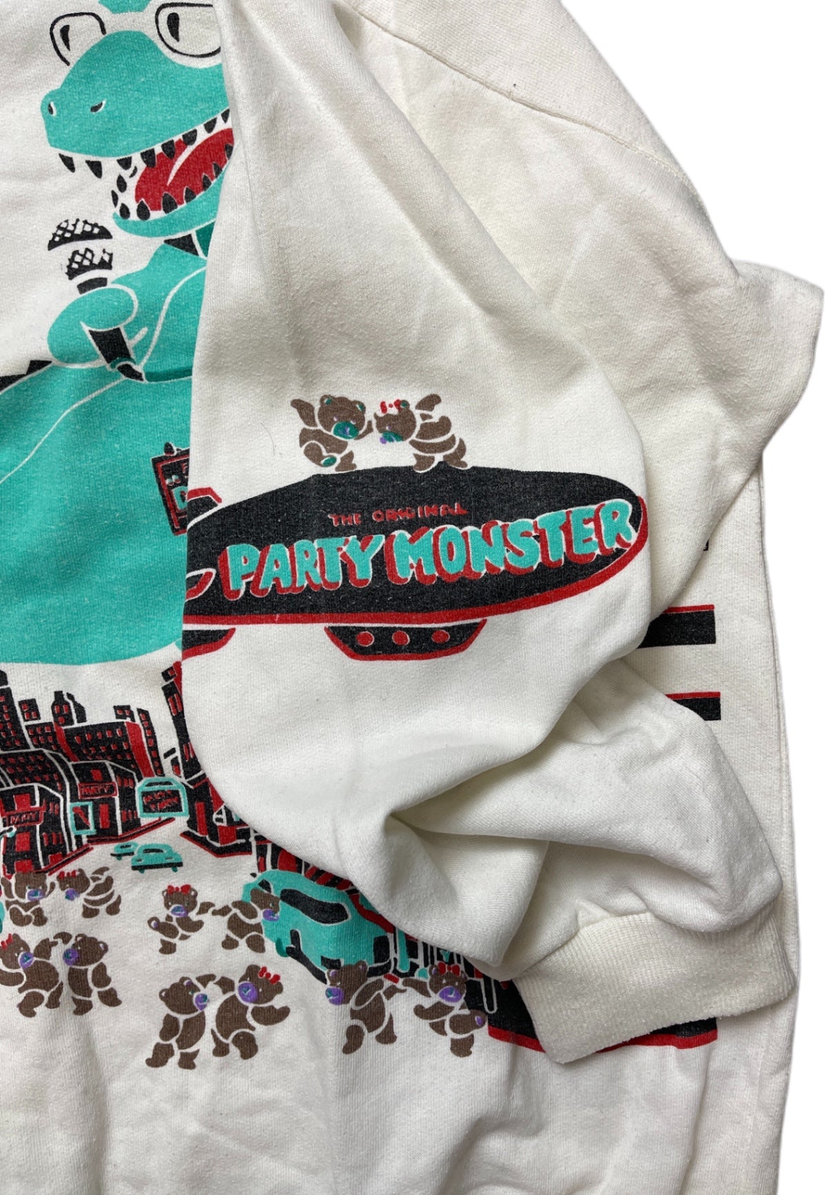 Vintage Party Monster Sweatshirt Weiß Baumwollmix L