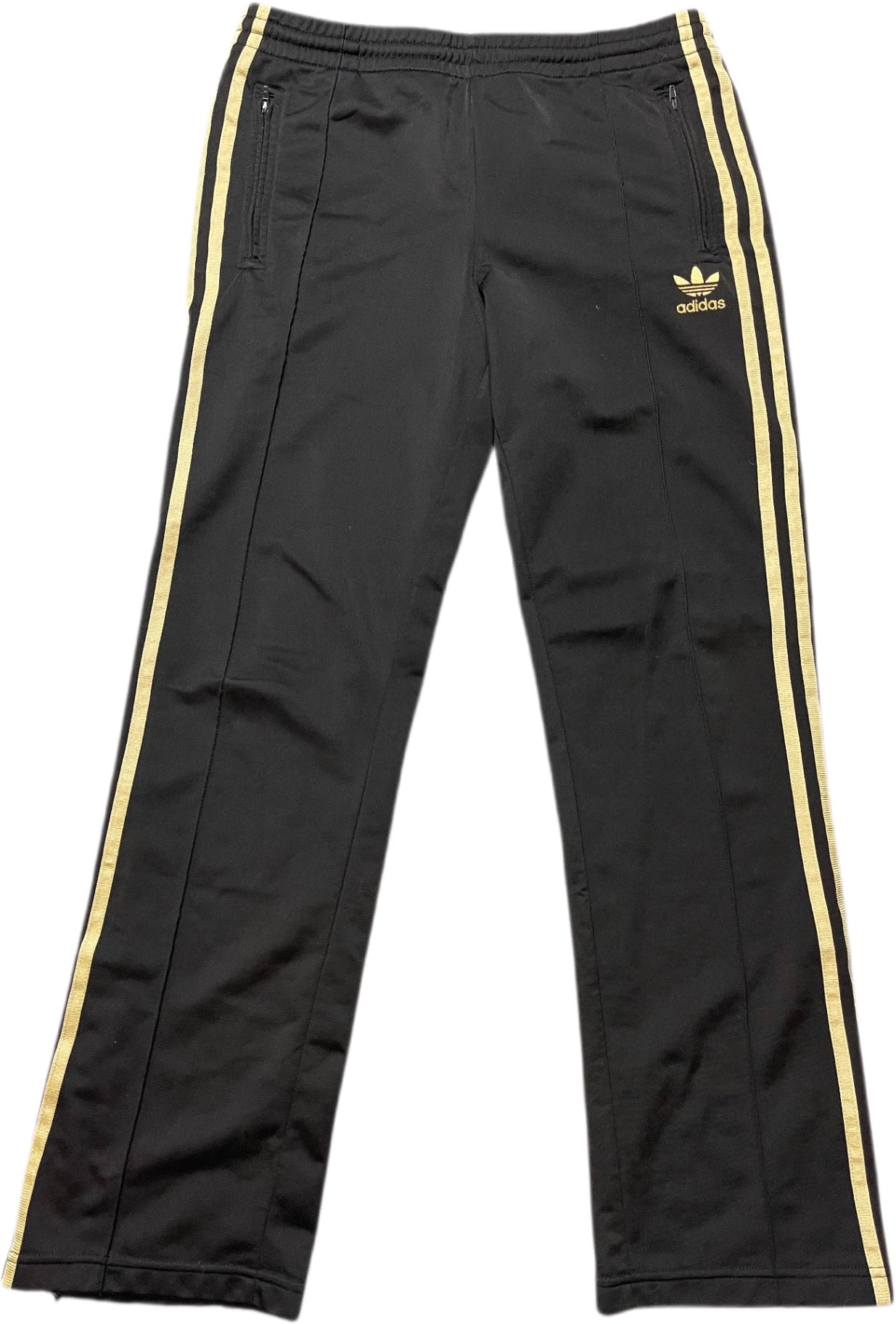 Adidas Trainingshose Schwarz mit goldenen Streifen Polyester M