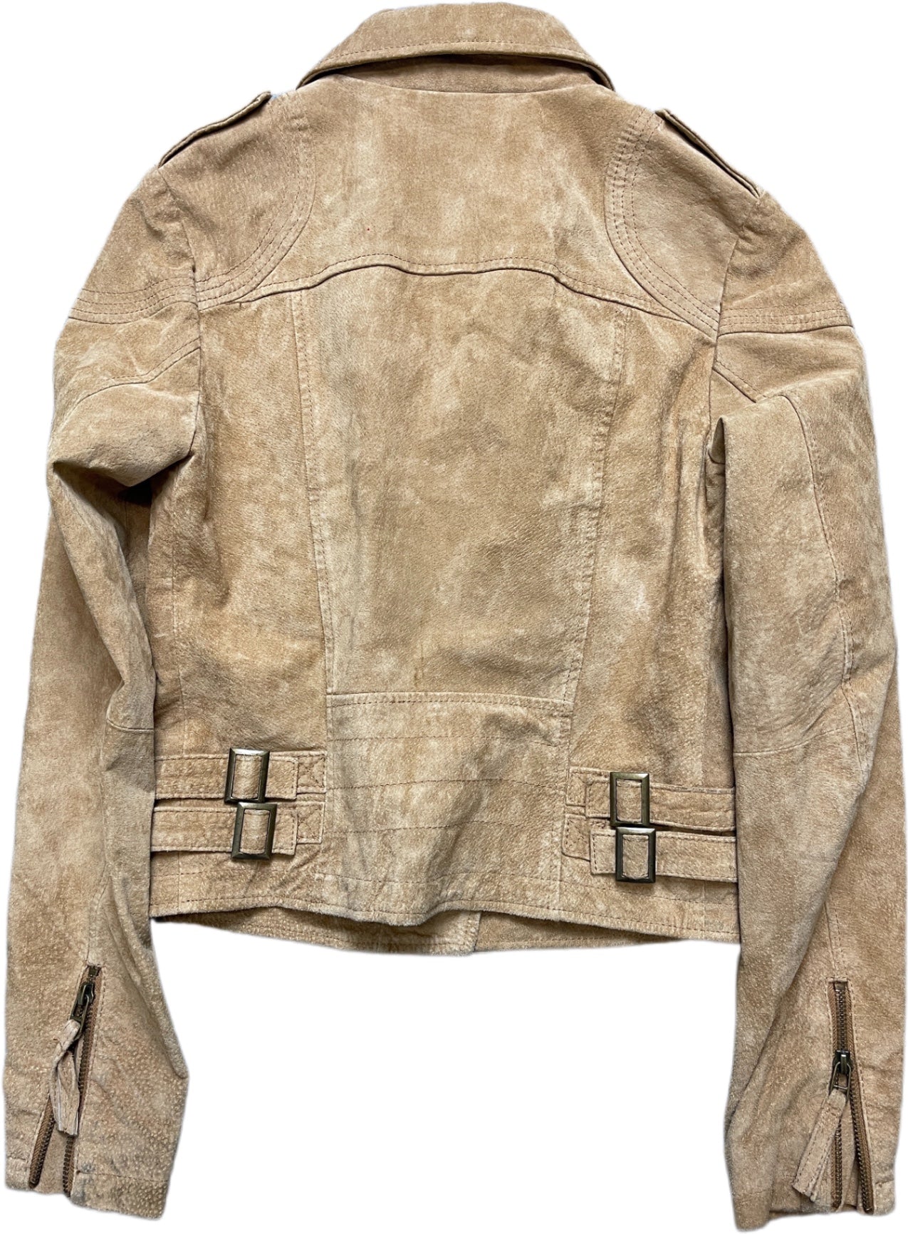 Y2K Leder Style Jacke Beige Wildleder S