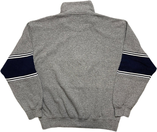 Vintage Swept Zip Sweatshirt Grau und Dunkelblau Baumwolle L