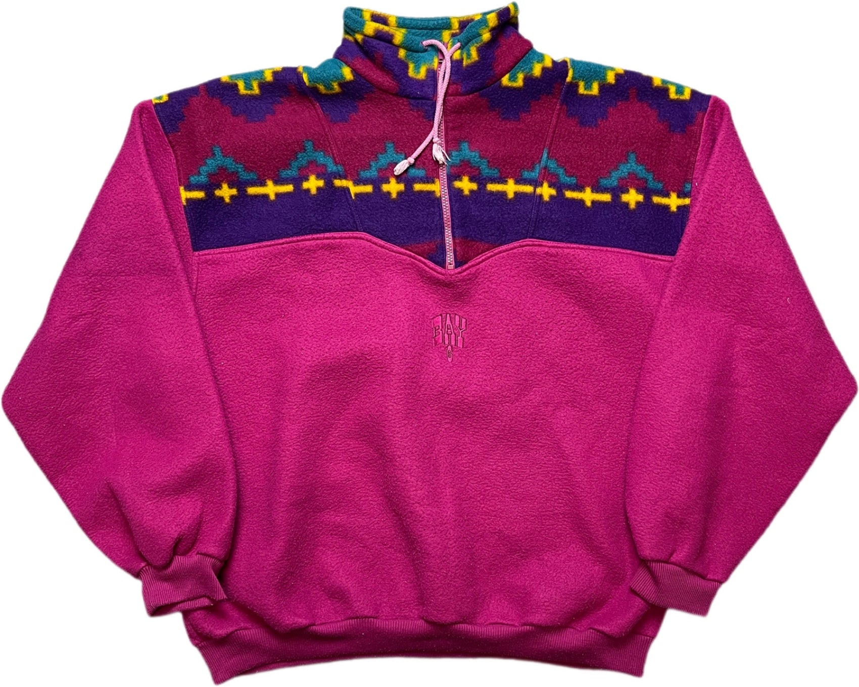 Vintage Fleece Sweatshirt Pink Polyester M