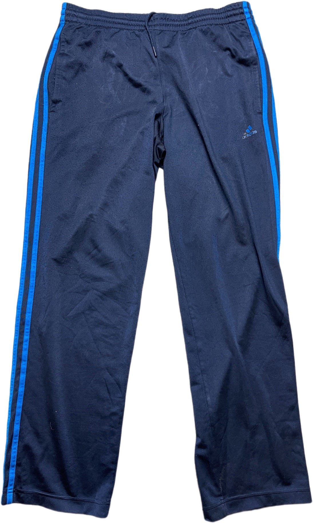 Adidas Trainingshose Schwarz mit blauen Streifen Polyester L