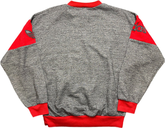 Vintage Adidas Sweatshirt Grau und Rot Baumwollmix S