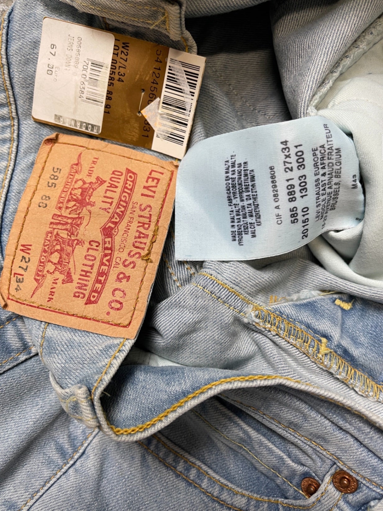 Levi's 585 Schlaghose Hellblau Baumwolle XS