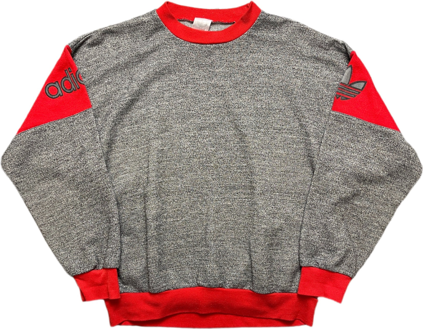 Vintage Adidas Sweatshirt Grau und Rot Baumwollmix S