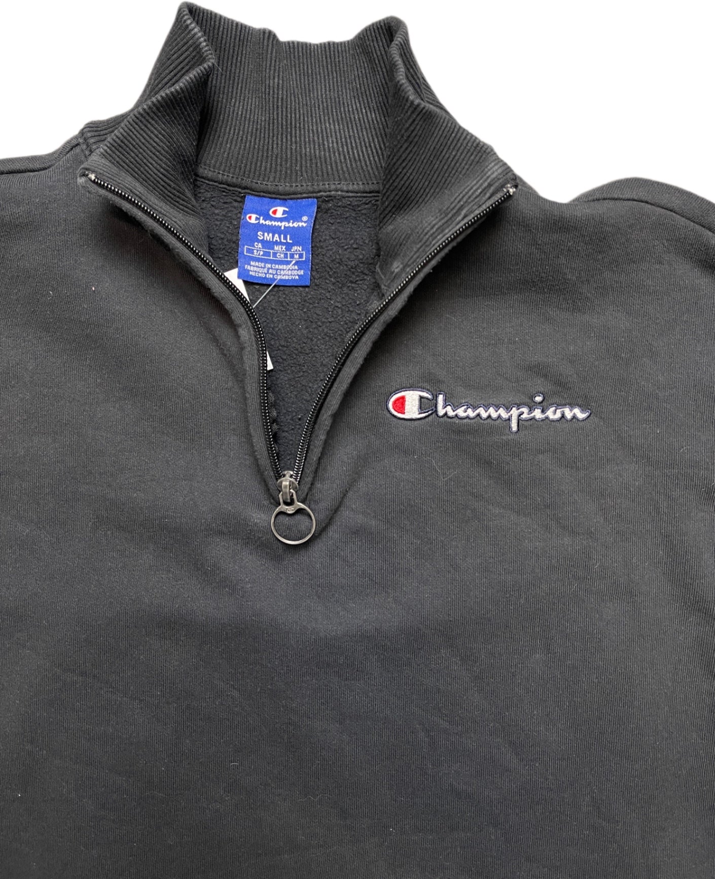 Champion Zip Sweatshirt Schwarz Baumwolle S